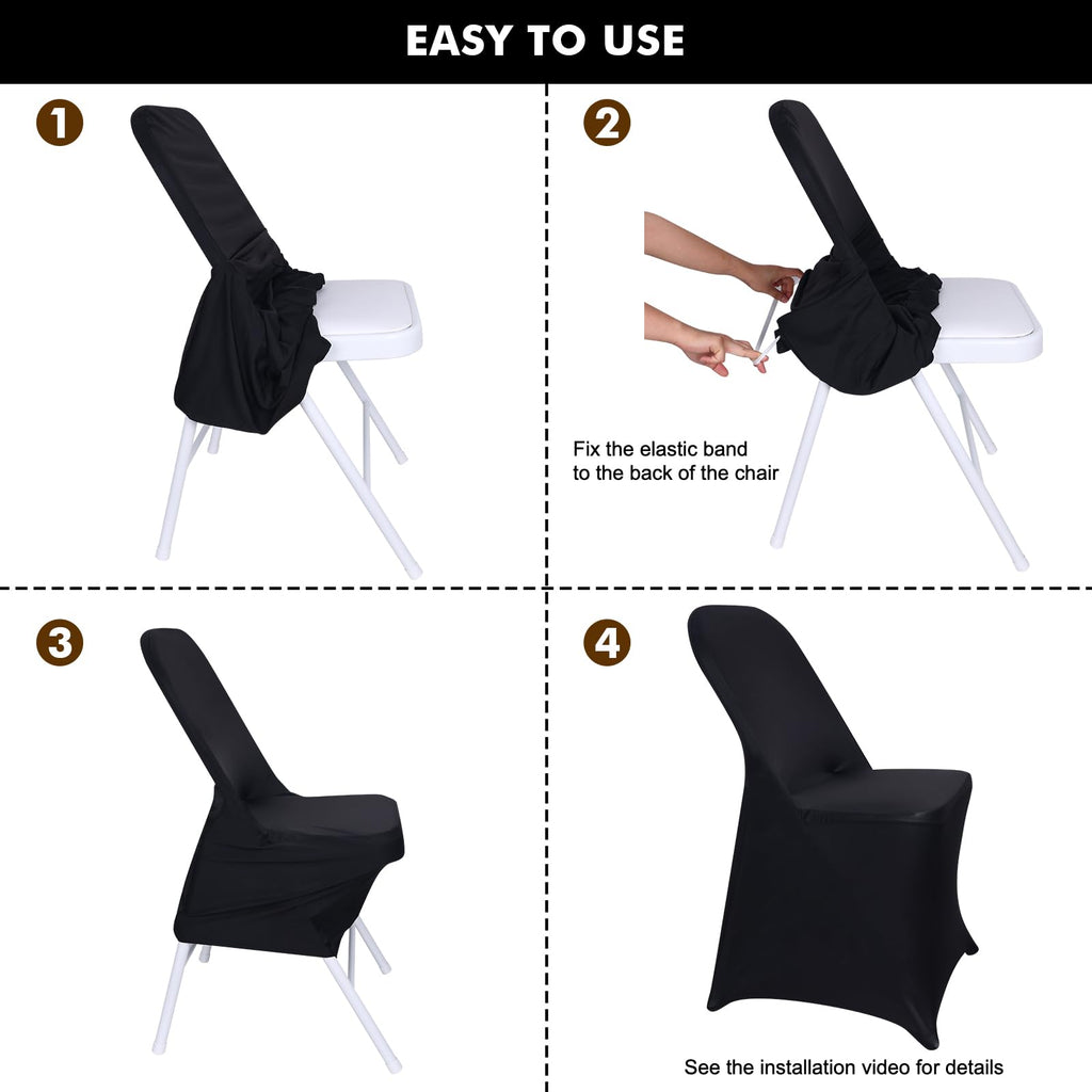 36 Pcs Black Folding Chair Covers Spandex Stretch Slipcover