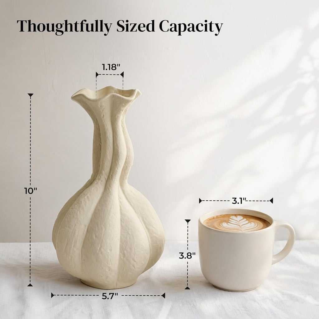 Ceramic Flower Vase, 10" Decorative Pampas Vase