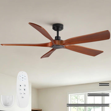 Farmhouse Ceiling Fan no Lights with Remote Control, 60 Inch Outdoor Indoor Ceiling Fan Without Light