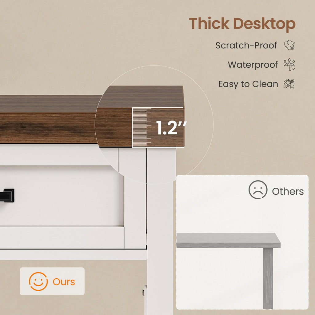 40" Farmhouse Small Desk with Drawers for Small Space, Bedroom