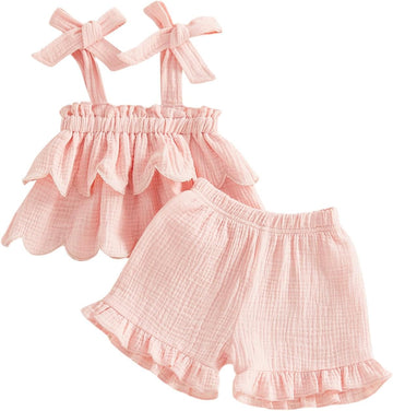Toddler Baby Girl Fall Clothes Linen Outfits Ruffle Shirt Flare Pants Set
