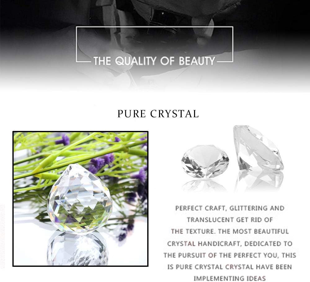 2 Pieces 50mm Clear Cut Crystal Prisms,Hanging Rainbow Pendants Glass Sphere Faceted Gazing Ball for Home Décor with