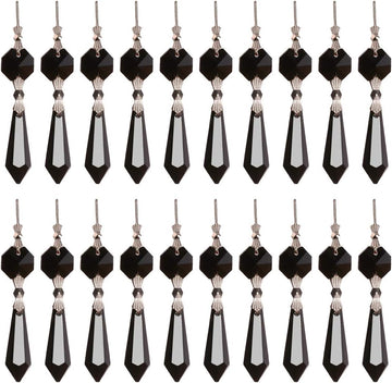 20pcs 38mm Replacement Black Chandelier Icicle Crystal Prisms Octogan Crystal Bead for Lamp Decoration