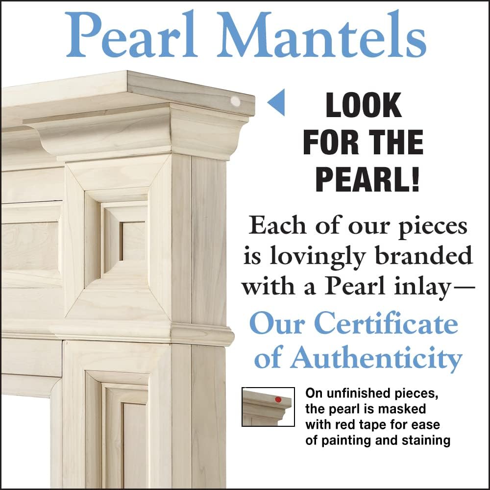 Rich Architectural Quality Wood Mantel Surround, 56"W 42"H, Unfinished