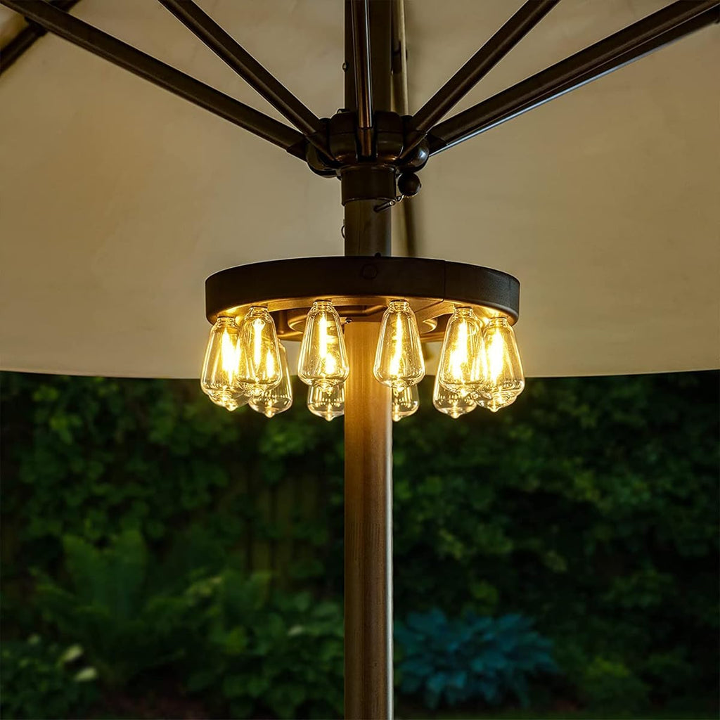 Umbrella Lights, Patio Outdoor Umbrella Lights Battery Operated with Dimmable Timer,12 Warm White LED Bulbs in 3