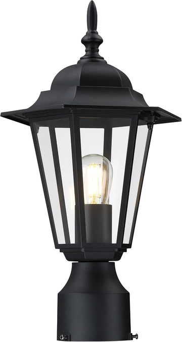 Outdoor Post Light, Black Waterproof Lamp Post Lights Fxiture, Aluminum Pole Lantern for Outside Yard Pathway Garden