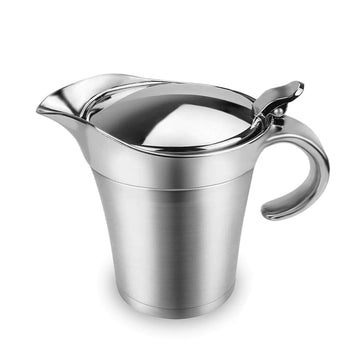 Stainless Steel Gravy Boat Sauce Jug with Lid, 26oz Double Wall Insulated, Storage for Gravy or Cream, Used at Home &