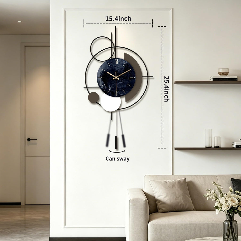 Wall Clock, Silent Quality Quartz Battery Operated with Pendulum, Large Wall Clock Kitchen Home Bathroom Bedroom Wall