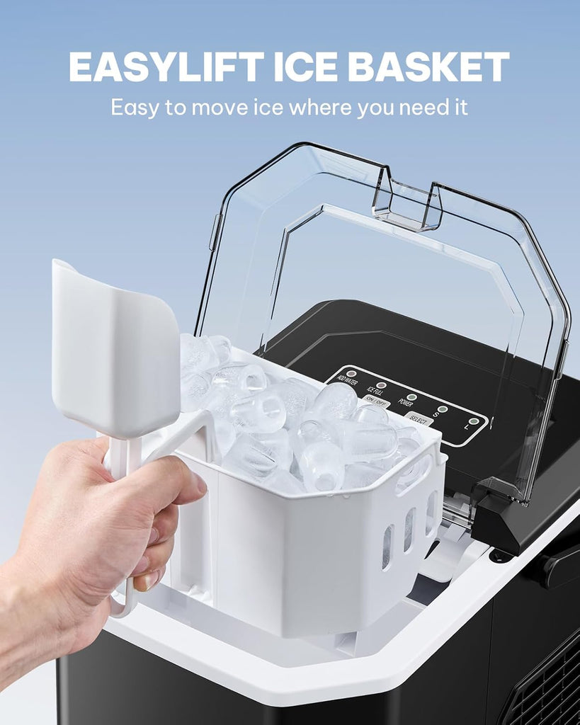 Ice Maker Countertop, Portable Ice Machine with Carry Handle, Self-Cleaning Ice Makers with Basket and Scoop, 9 Cubes