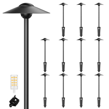 Low Voltage Pathway Lights (8.3'' Shade, 21.5'' Tall), 12V Outdoor LED Landscape Path Lights Wired, Aluminum Pathway