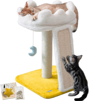 Cat Tree, Cloud Cat Tower with Soft Bed, Cat Scratching Post & Pad with Larger Perch for Window Viewing