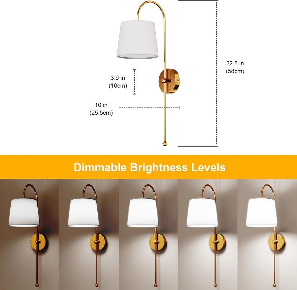 Battery Operated Wall Sconce Set of 2, Rechargeable Wireless Wall Decor Sconces, Two Battery Powered Wall Lights