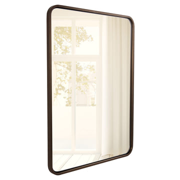 Bronze Mirror for Wall, 20x28 Rounded Rectangle Farmhouse Mirror, Brushed Bronze Bathroom Mirror for Wall, Modern