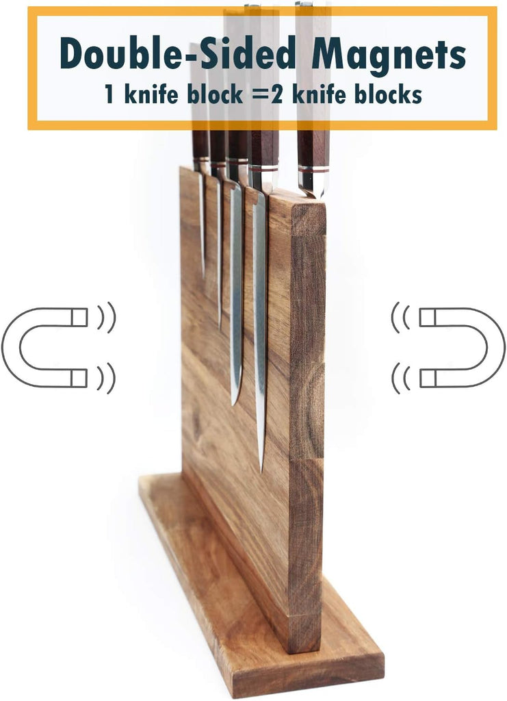Large Magnetic Knife Holder,Acacia Wooden Magnetic Knife Block 16 X 12 Inches,Rack Magnetic Universal Stands with