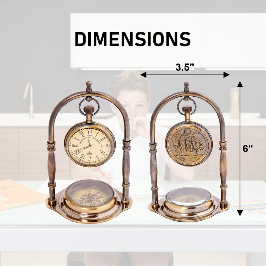Antique Vintage Small Table Clock | Table Clock for Living Room | Vintage Nautical Design