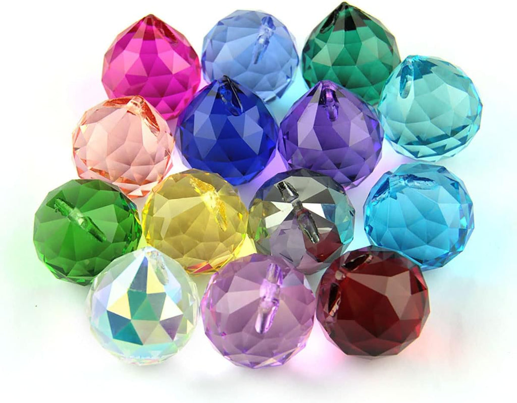 10pcs 40mm Crystal Suncatcher Prism Ball Rainbow Hanging Pendants Maker with Hole for Chandelier Feng Shui Window, Pink
