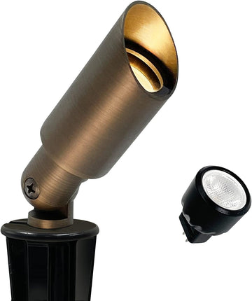 Mini Size Brass Landscape Spotlight, Low Voltage 12V AC/DC Outdoor Directional Up Light, 180 LM, 3W MR8 LED Bulb ABS