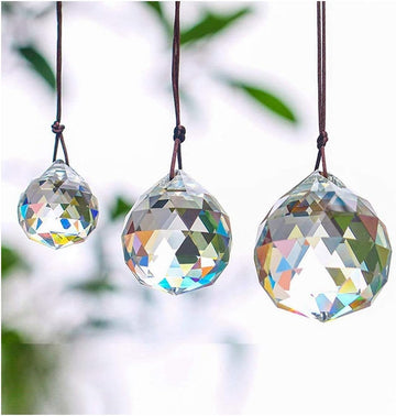 3 Pcs 20/30/40mm Crystal Ball Prism Suncatcher Chandelier Decor - Clear Crystal Ball Prism Suncatcher Set of 3 20mm