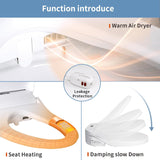 Electric Elongated Bidet Toilet Seat with Endless Warm Water, Front and Rear Wash, LED Light, Quiet Operation, Wireless Remote, Existing Toilet Compatible
