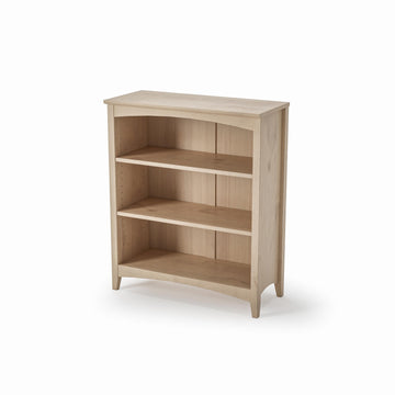 Shaker Style 3 Shelf Bookcase/Solid Wood / 36" High/Adjustable Shelving/Closed Back/Display Bookshelf, Light Oak