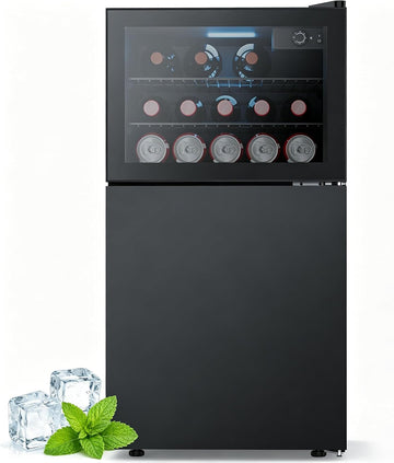 2.6 Cu.Ft Mini Fridge with Freezer, 2 Door Compact Refrigerator, Freestanding Beverage Wine Cooler for Bedroom