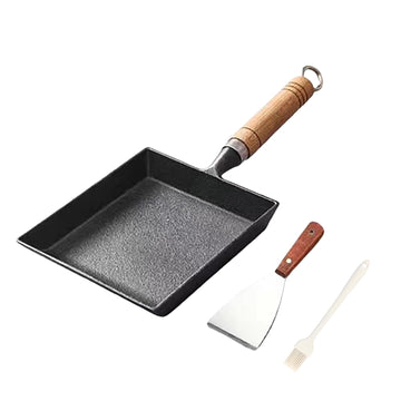 7.5" Cast Iron Omelette Pan, Rectangle Tamagoyaki Egg Roll Pan, Square Cooking Pans for All Stoves
