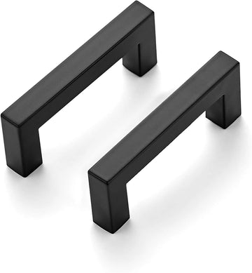 10 Pack 3 Inch Square Cabinet Handles - Matte Black Drawer Pulls, Kitchen Cabinet Hardware