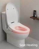 Elongated Smart Heated Bidet Toilet Seat with Slow-Close Lid, Warm Air Dryer, Remote Control, LED Light, Adjustable Temperature