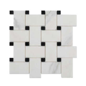 2×3 Inch Basketweaven White Marble Mosaic Tile for Wall Floor, 5 Sheets