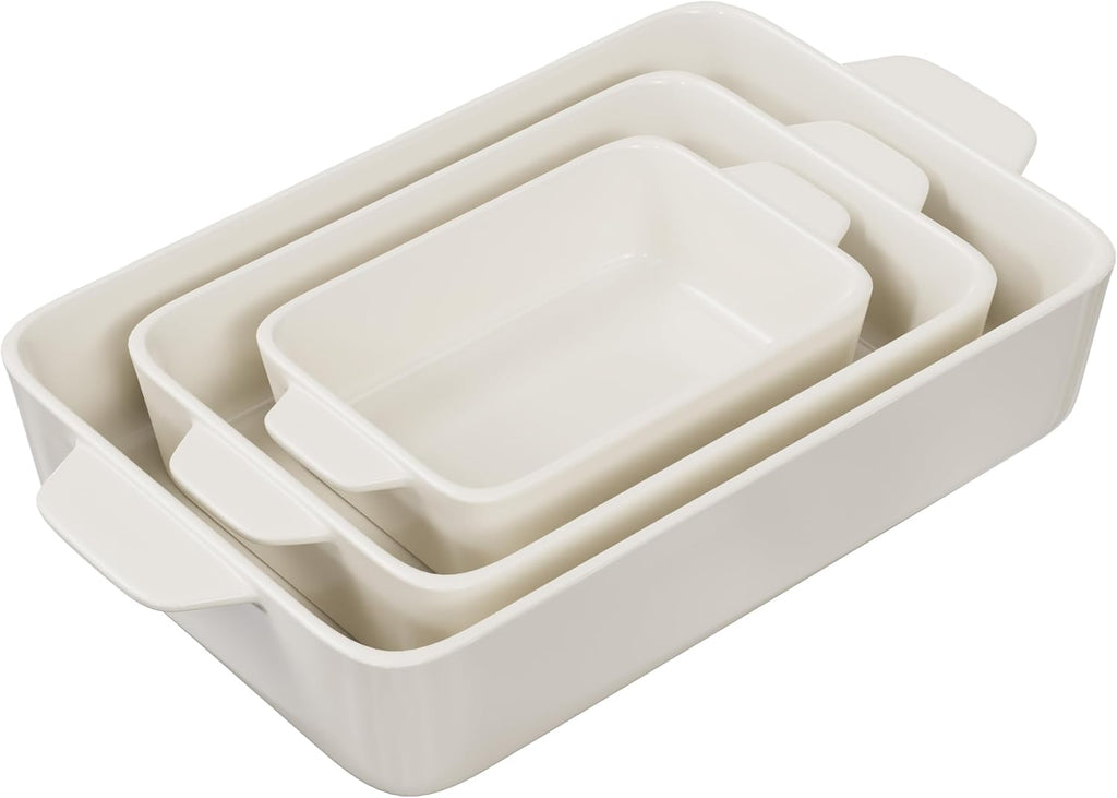 Ceramic Bakeware Set, Rectangular Dishes, For Casseroles, Lasagna, Cake, Small, Medium & Large Pans, Microwave &