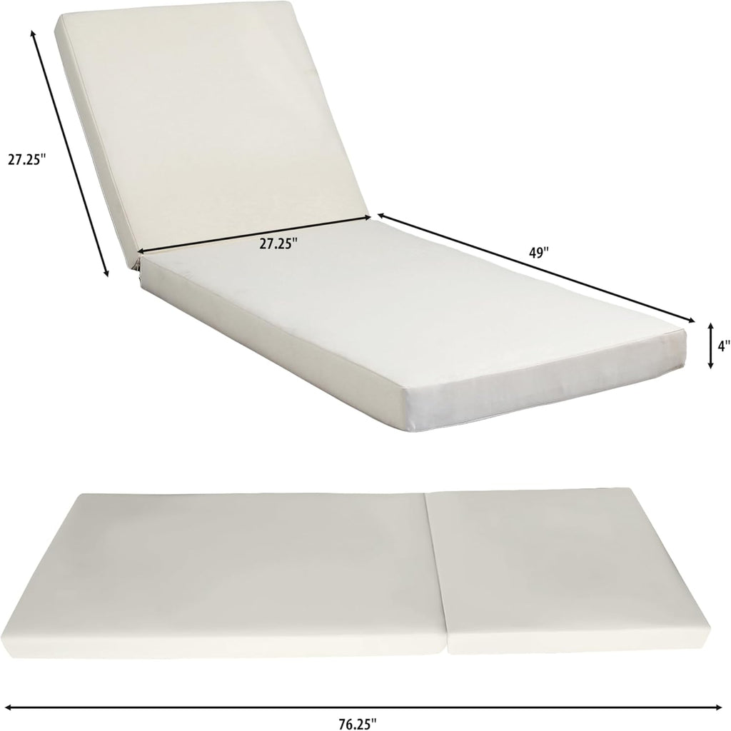 Acacia Wood Chaise Lounge Chair Outdoor with Cushion, Solid Wood Patio Chaise Lounge, Poolside Sun Lounger