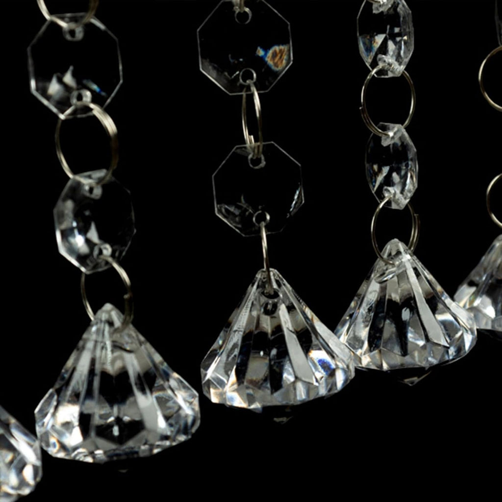 10 Pack 2ft Octagon Acrylic Crystal Beaded Garland Strands with Diamond Prism Pendant - 24" Hanging Chandelier Beads