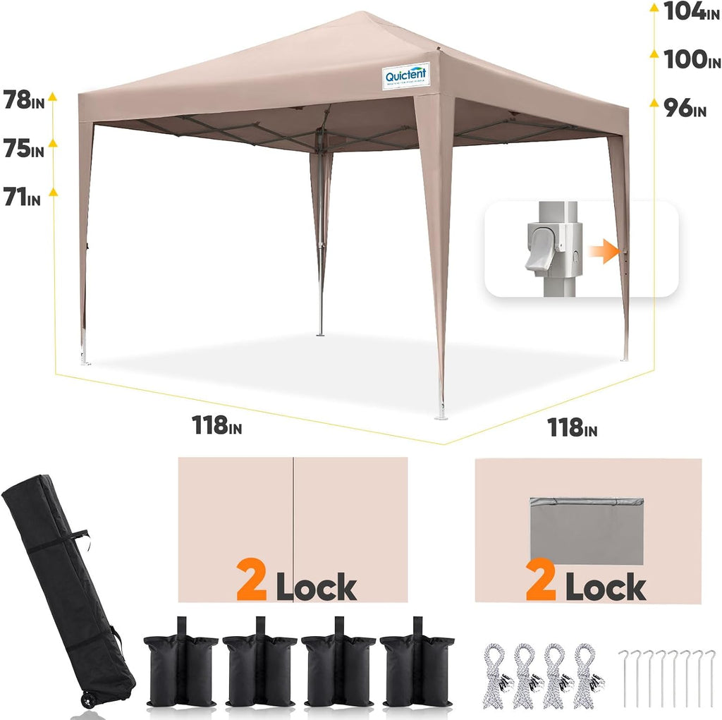 Privacy 10x10 Pop up Canopy Tent with Sidewalls and Roll-up Ventilated Windows, One Person Easy Setup