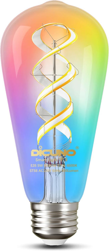 Smart Edison Bulb ST19, Color Changing WiFi Smart Light Bulb, 2700K-6500K Tunable via App, ST58 Edison Bulb