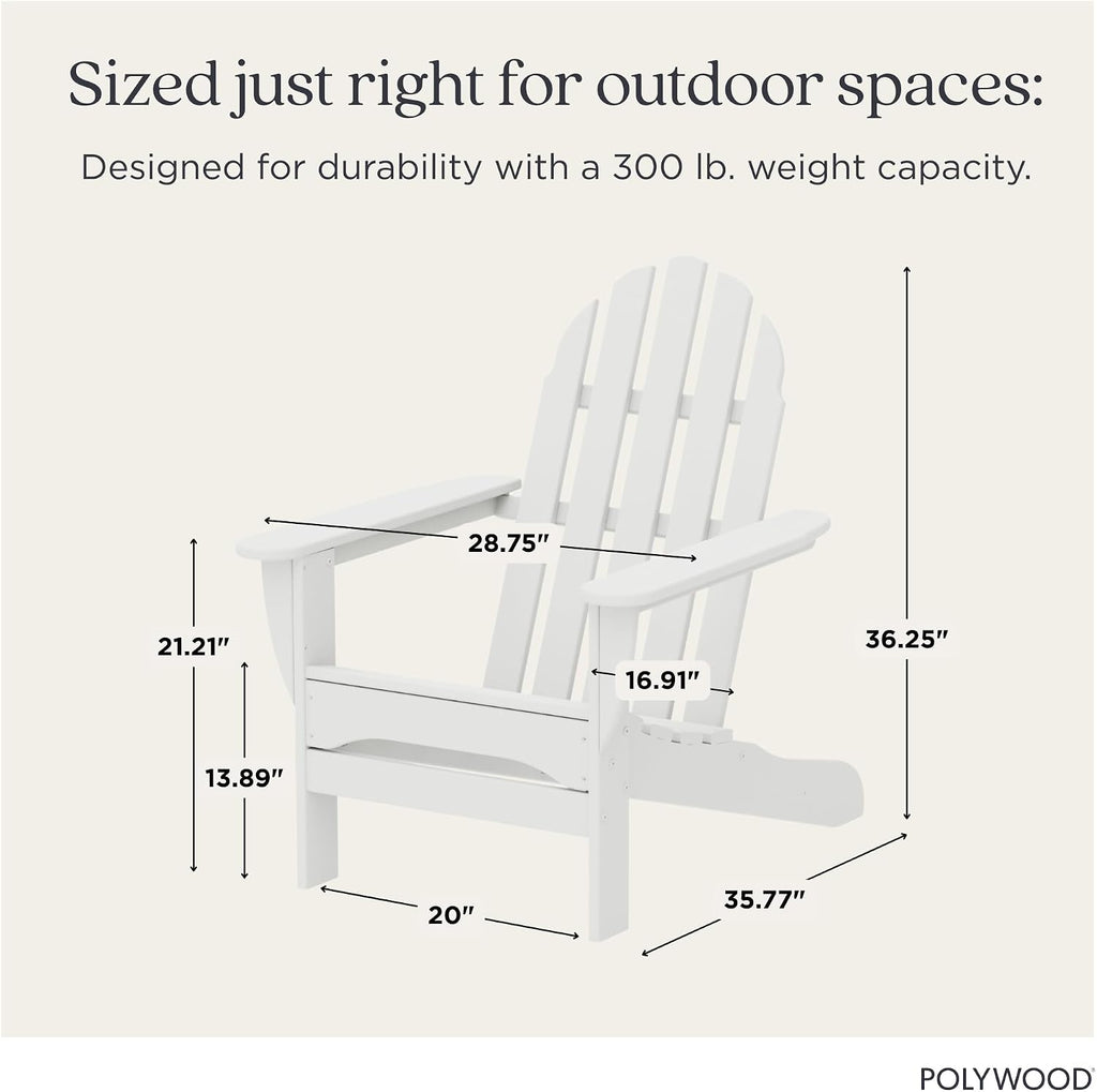 AD4030WH Classic Outdoor Adirondack Chair, White