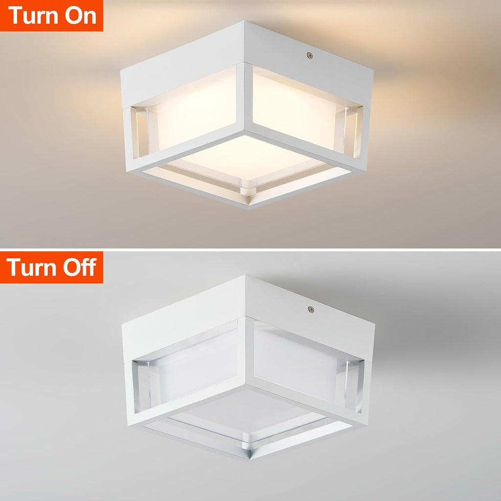 Small Outdoor Flush Mount LED Ceiling Light Exterior Porch Light Ceiling Mounted for Patio Balcony Terrace