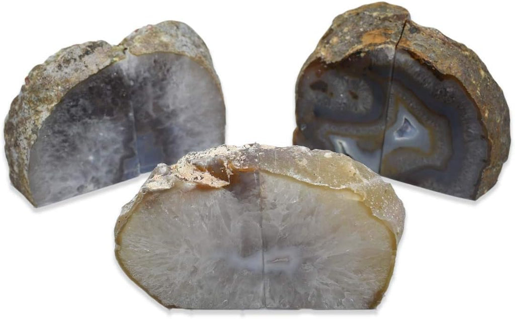 Agate Bookends, Large Bookends for Shelves, Non-Skid Bookend, Book Stopper for Books/Movies/Cds/Video Games, Book