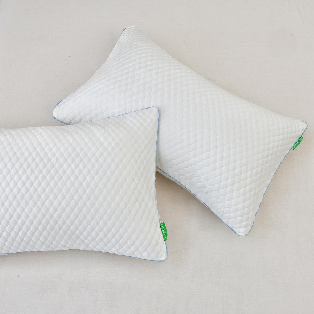 Shredded Memory Foam Pillows for Sleeping 2 Pack - Cooling Bed Pillows Standard Size Set of 2 - Firm Pillow for Side