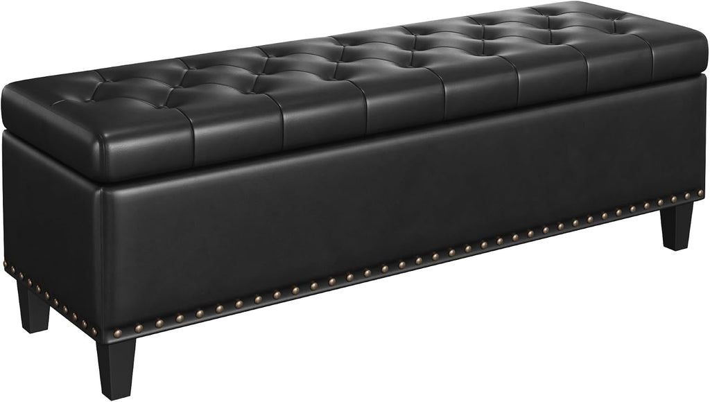 51 Inch Storage Ottoman Bench,Large End of Bed Storage Bench | Faux Leather Ottoman with Storage,30