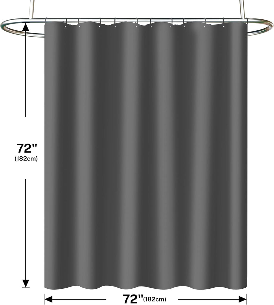 Grey Shower Curtain and Liner, 3 in 1 Shower Curtain Set with 12 Double Sided Shower Curtain Hooks, Cloth Shower