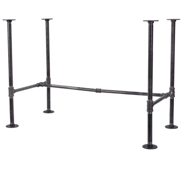 Industrial Pipe Desk Leg Set, Modern Home Office Table Writing or Computer Base Kit, Dark Grey Black Rough Pipes