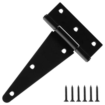 T Strap Black Gate Door Hinges 6 Inch for Wood Shed 2.5mm 4 Pack