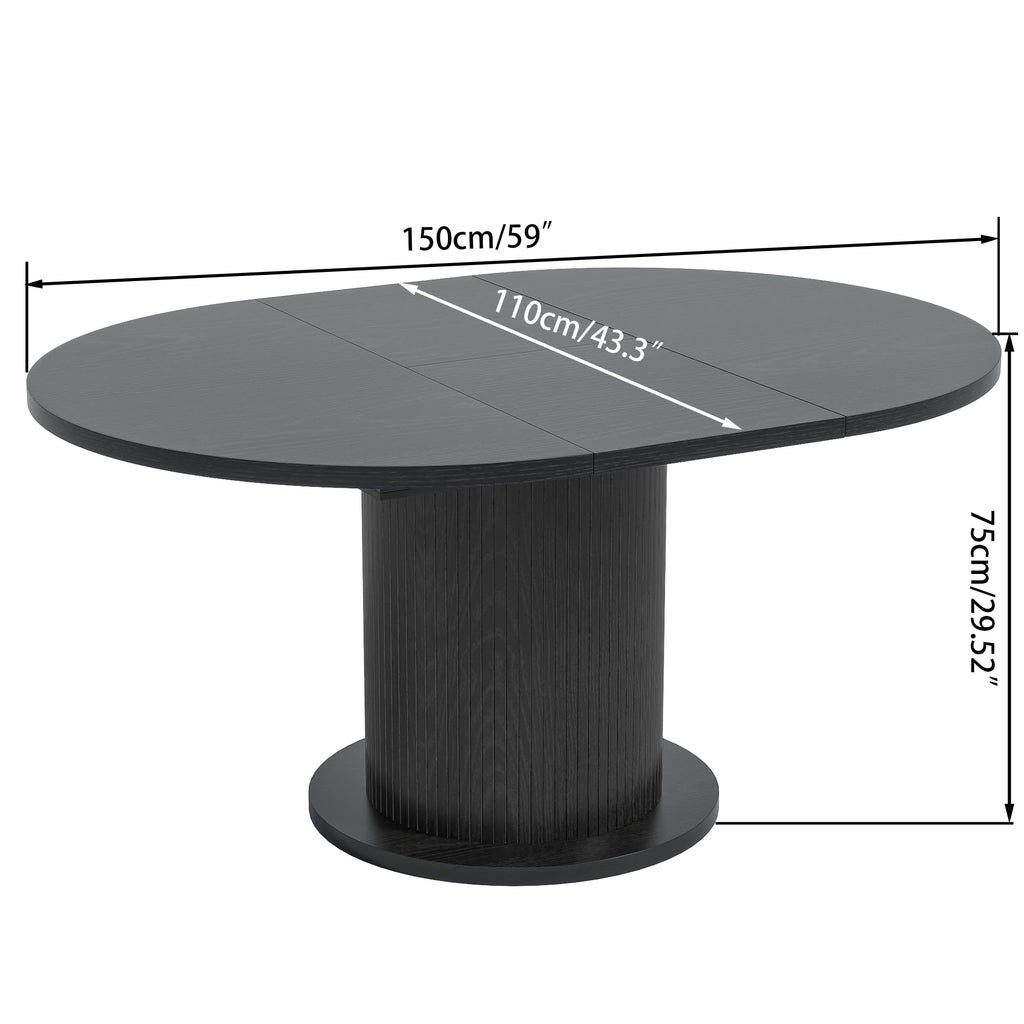 43.3 inch 59 inch Adjustable Size Round Dining Table for 4 6, Unique Design Modern Farmhouse Kitchen Table, Circle
