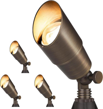 Solid Brass Outdoor Landscape Spotlights, 12V Heavy Duty LED Low Voltage Spot Light Waterproof for Garden and Yard
