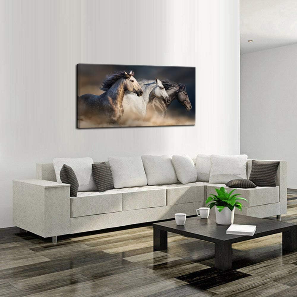 Large Animal Pictures Wall Art Desert Running Horses Painting Picture Print on Canvas Modern Living Room Office Wall
