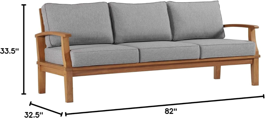 Marina Outdoor Patio Teak Sofa in Natural Gray