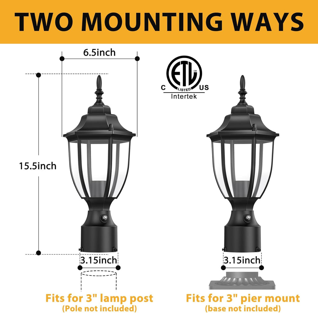 Dusk to Dawn Outdoor Post Lights, Waterproof Aluminum Lamp Post Light Fixture