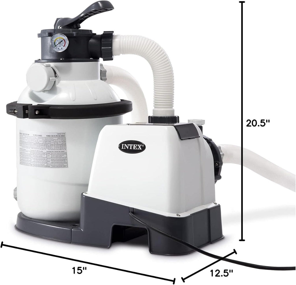 Krystal Clear 1,500 GPH Sand Filter Pump for Above Ground Pools | 26643EG - 10" Tank for Swimming Pools: 2,800 to