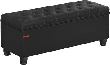 Storage Ottoman, Storage Bench, Tufted Entryway Bedroom Bench, 17.7 x 46.5 x 17.7 Inches, Hinges Easy Lid Operation