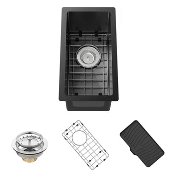 Black 10x18In Stainless Steel Kitchen And Bar Sink, Undermount, Single Bowl